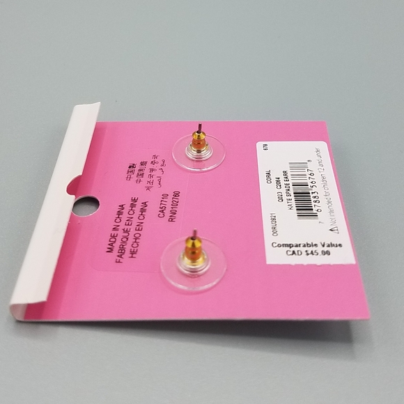 Kate Spade Gold Tone Coral Crystal Flower Earrings - Picture 4 of 5